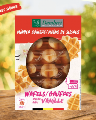 Bezlakotzes cietās vafeles ar samazināto cukuru saturu Damhert, 140g