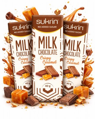 Sukrin milk chocolate with crispy caramel flavour, 40 g*3