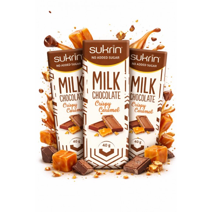 Sukrin milk chocolate with crispy caramel flavour, 40 g*3