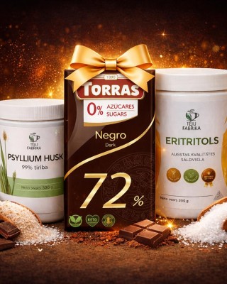 Keto komplekts: Eritritols + Psilliums + Torras šokolāde dāvanā