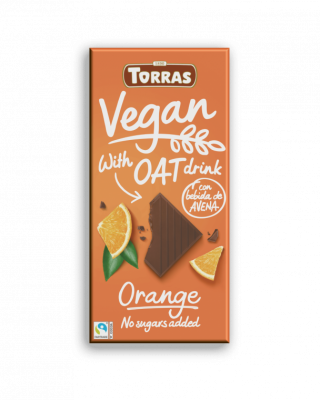  Apelsīnu garšas auzu vegānu piena šokolāde Torras, 100 g