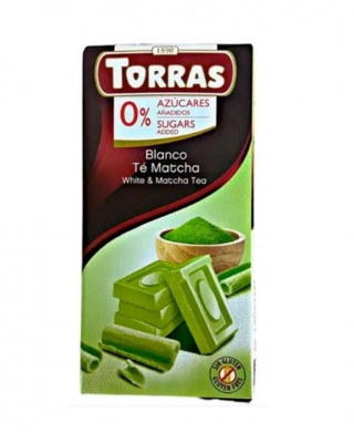 Baltā šokolāde ar matcha bez cukura Torras 75 g