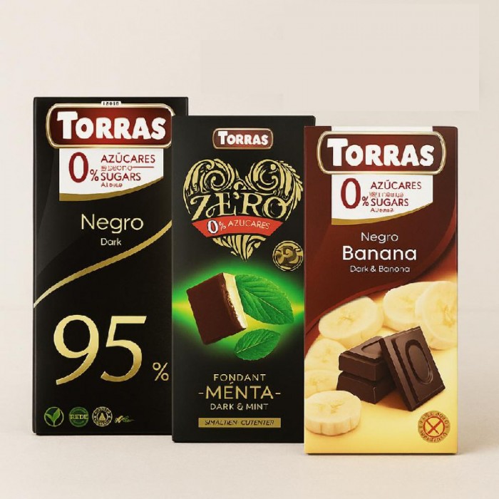 Juodojo šokolado asorti be cukraus, Torras