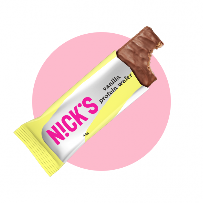 Bezglutēna vafeļu proteīna batoniņš  ar vaniļas garšu,  „Nick's“ 40 g. 