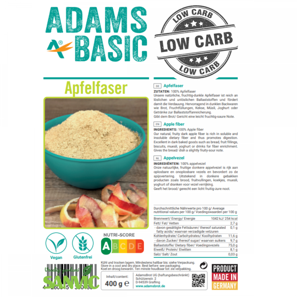 100 natural, fruitydark fine apple fiber, 400 g