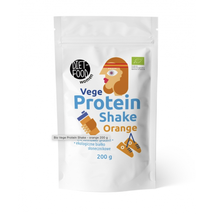 Ekologiškas augalinis baltymų kokteilis — apelsinų skonio, 200 g, Diet Food