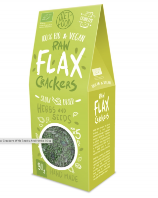 Bio linu sēklu krakšķi ar sēklām un zaļumiem, Diet Food, 90 g.