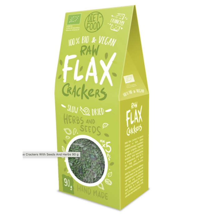 Bio Flax Crackers With Seeds And Herbs, Diet food, 90 g.