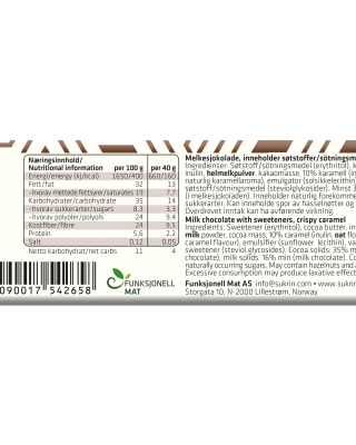 Sukrin milk chocolate with crispy caramel flavour, 40 g*3