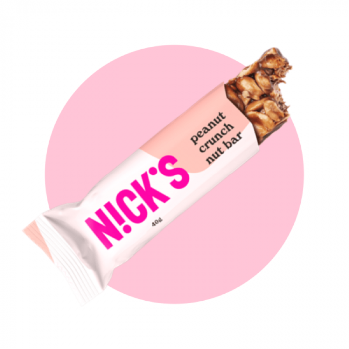 NICK’S Traškus batonėlis su žemės riešutais “Nick’s peanut crunch”, 40 g.