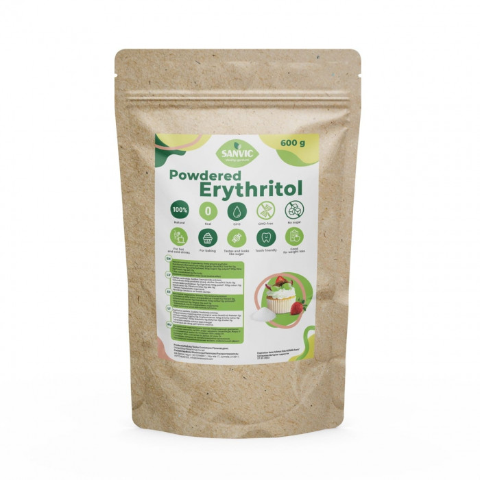 Erythritol, natural sweetener (powdered erythritol), 600 g