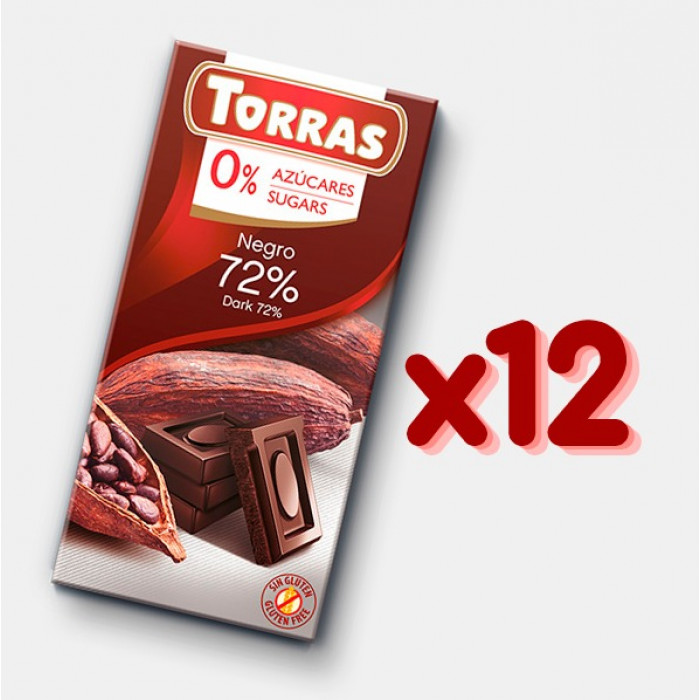 Dark chocolate 72%, Torras, 12 x 75 g