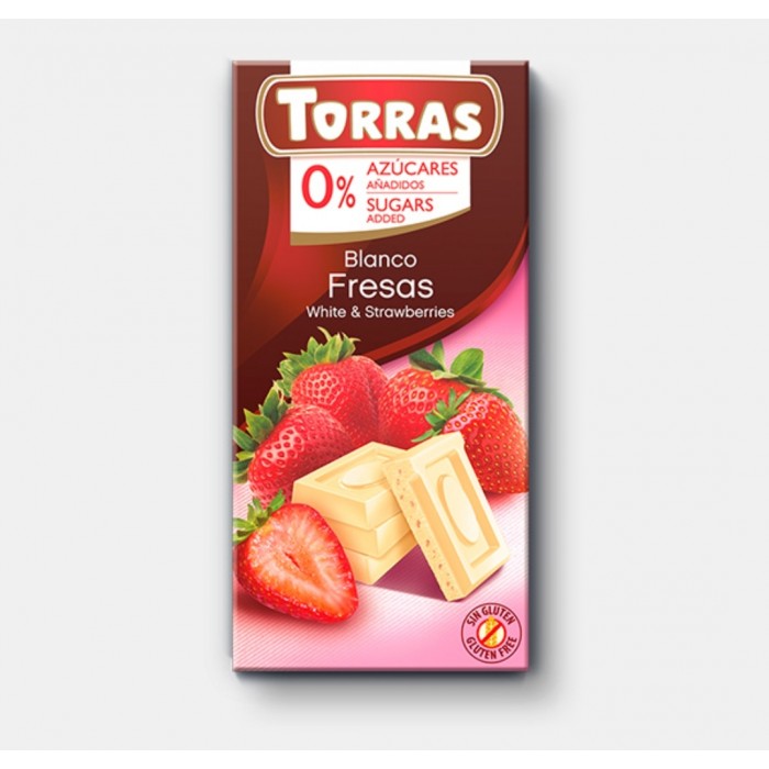 Baltā šokolāde ar zemenēm, Torras, 75 g