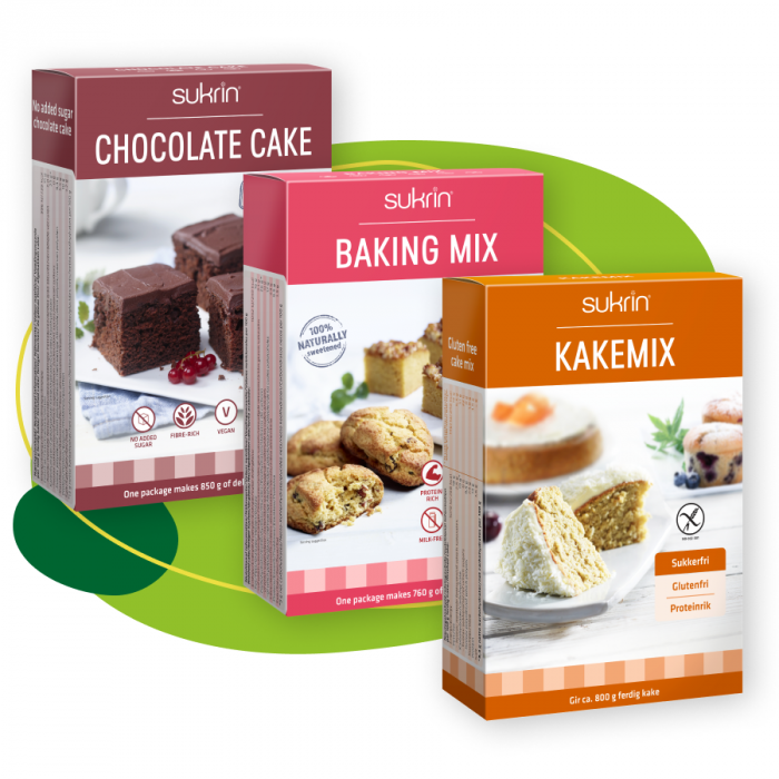 A set of Sukrin mixes for baking pies and desserts