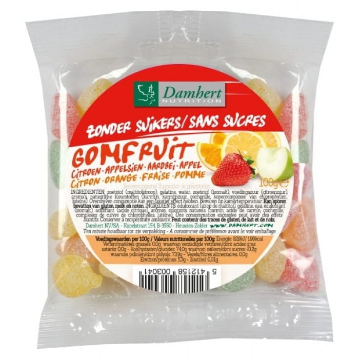 Damhert Without Sugars Gum Fruit, 100 g