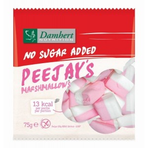 Damhert Without Sugars Peejays marshmallows, 75 g Damhert Without Sugars Peejays marshmallows, 75 g