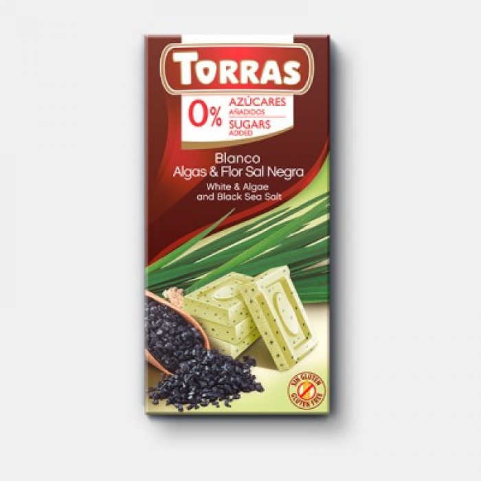 White chocolate with algae and black sea salt, Torras, 75 g