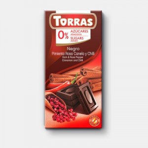 Tume šokolaad roosipipra, kaneeli ja tšilliga, Torras, 75 g