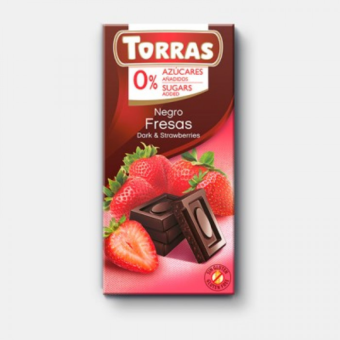Dark chocolate with strawberries, Torras, 75 g