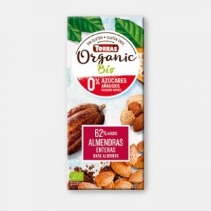 Mahe tume šokolaad 62% kakao tervete mandlitega, Torras, 150 g