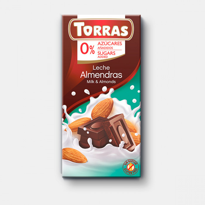 Torras Milk chocolate with almonds, 75 g 