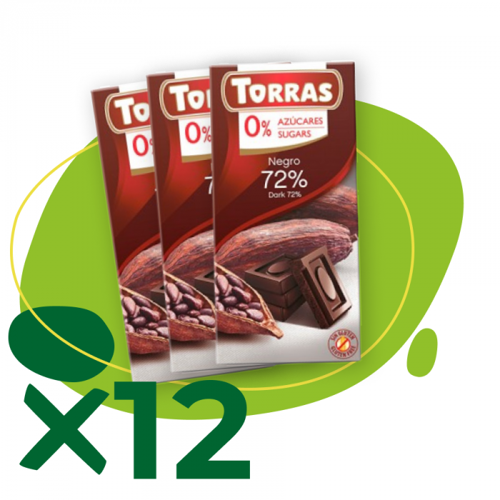 Tamsus šokoladas 72%, Torras, 12 x 75 g