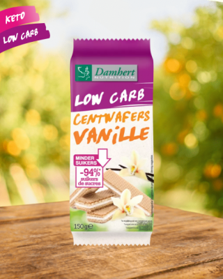 Zemo ogļhidrātu vafeles ar vaniļas garšu Damhert, 150g