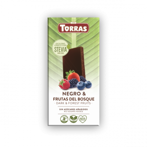 Juodasis šokoladas su miško vaisiais Torras, 125 g