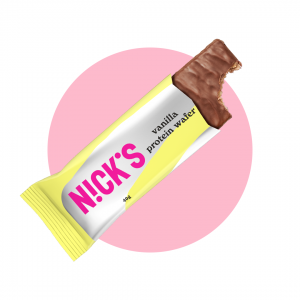 Baltyminis vaflis “Nick’s” vanilės skonio, 40 g.