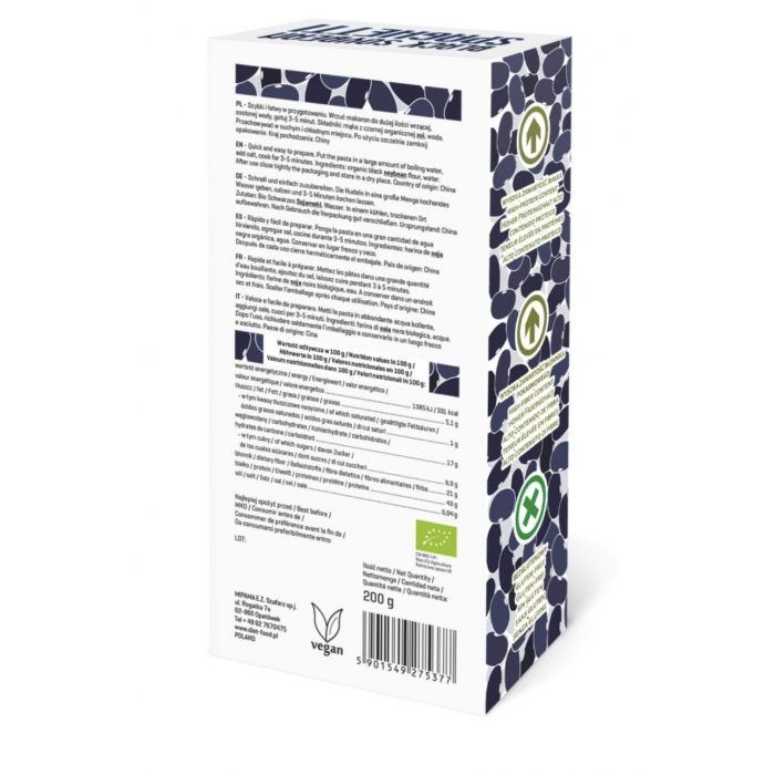 Bioloģiskie melno sojas pupiņu spageti, Diet Food, 200g 