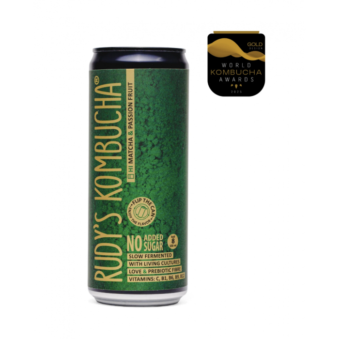 Rudy’s Mantcha & Pasiflora kombuča 330ml