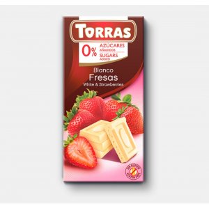 Baltasis šokoladas su braškėmis Torras, 75 g