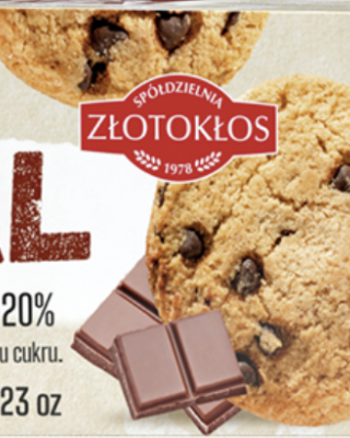 Kraukšķīgi cepumi ar šokolādi REAL, bez cukura, Złotokłos, 120 g