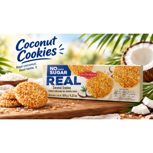 Krõbedad kookosküpsised REAL, suhkruvaba, Złotokłos, 120 g