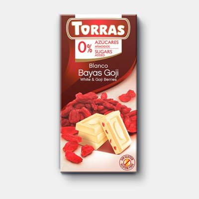 Baltasis šokoladas su goji uogomis, Torras, 75 g