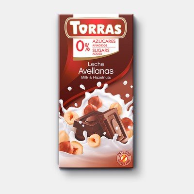 Pieninis šokoladas su lazdyno riešutais, Torras, 75 g